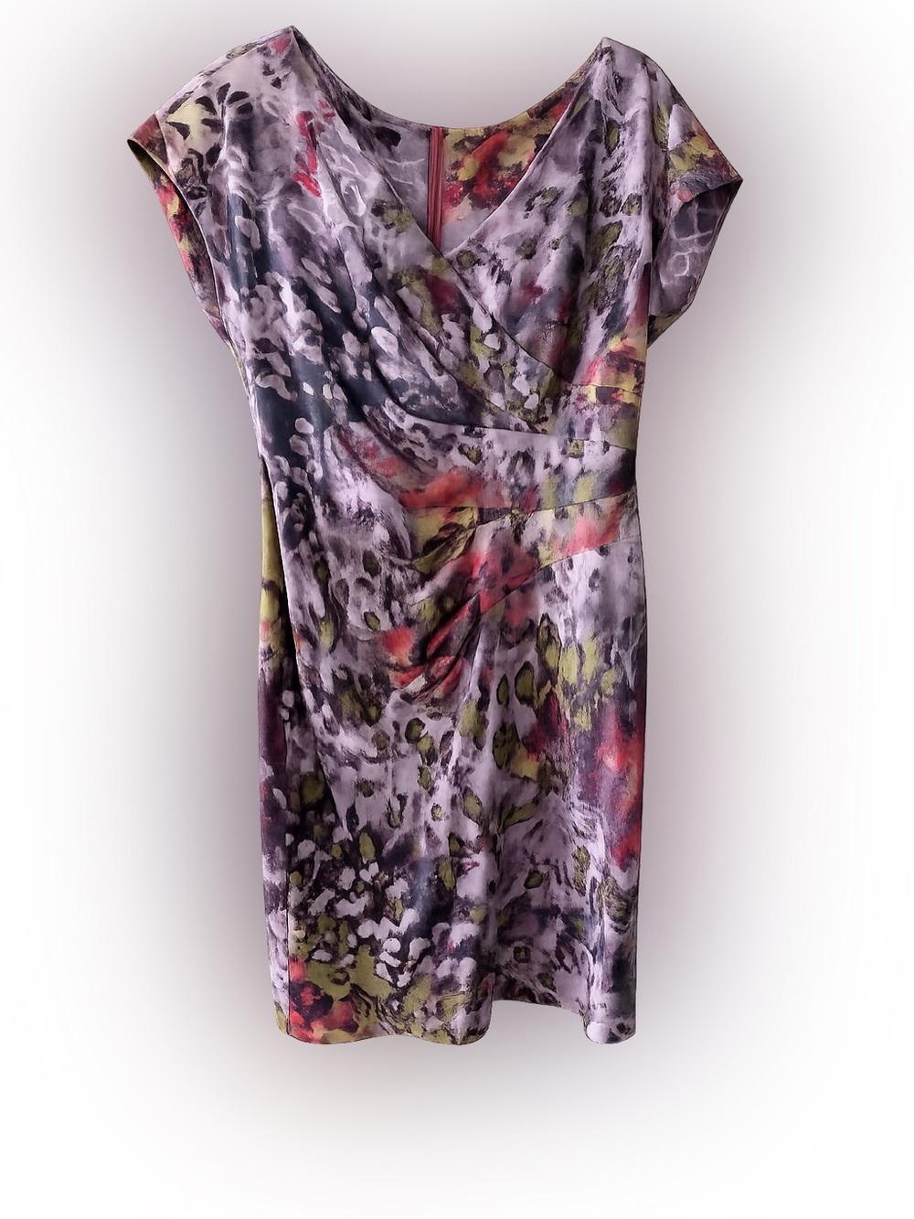 Escada Abstract Floral Print Ruched Waist Midi Dress - Size 42 Like New S 12